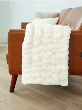 Minky Couture Hugs Cream Plush  Blanket -Adult
